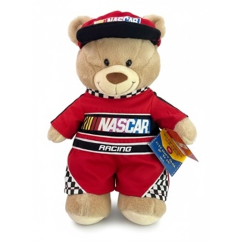 Build-A-Bear NASCAR Racing Plush Teddy Bear Red Driver Suit Hat Set 16 inch NWT
